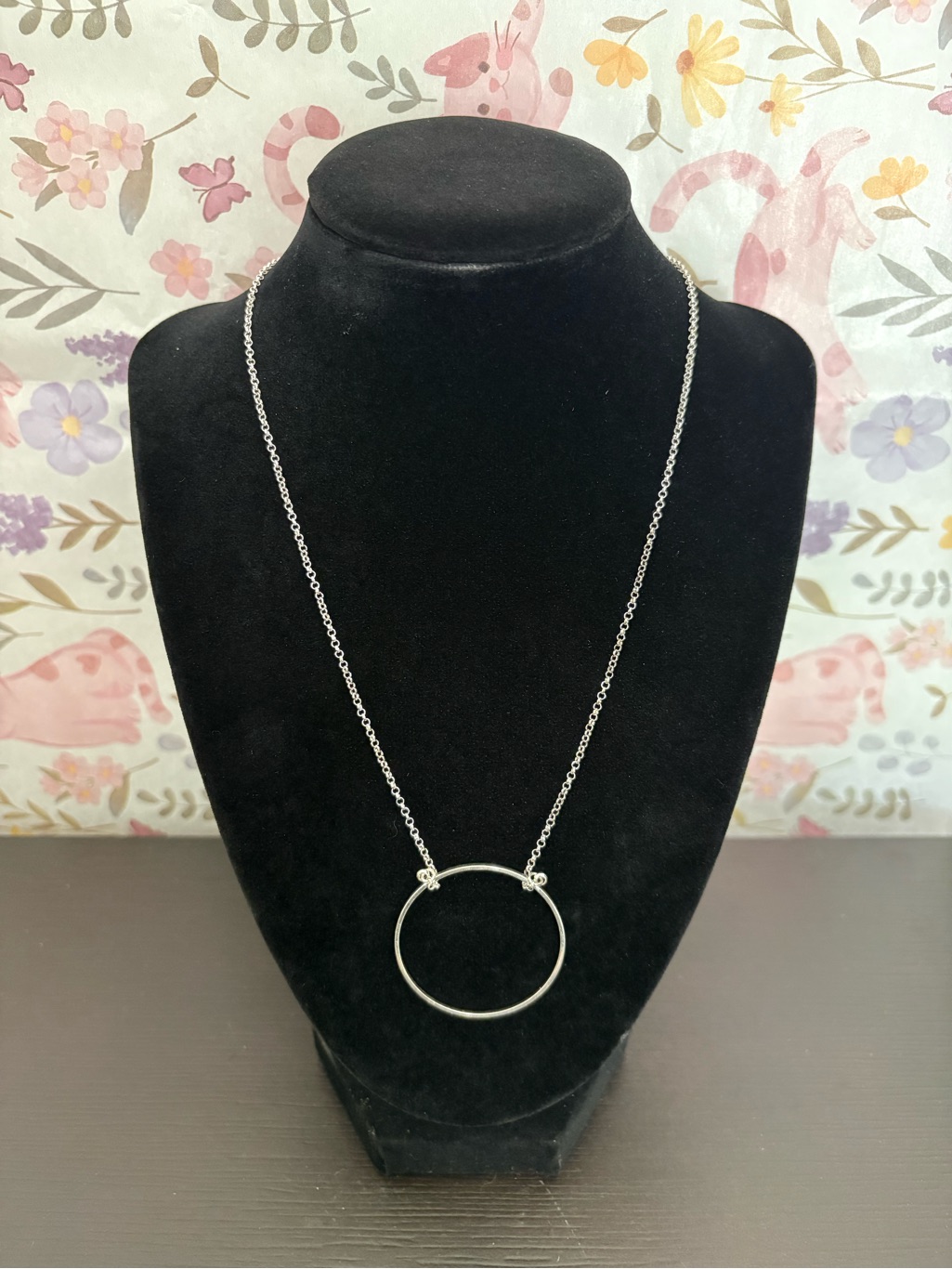 Lele Sadoughi Silver Tone Circle Necklace Preowned